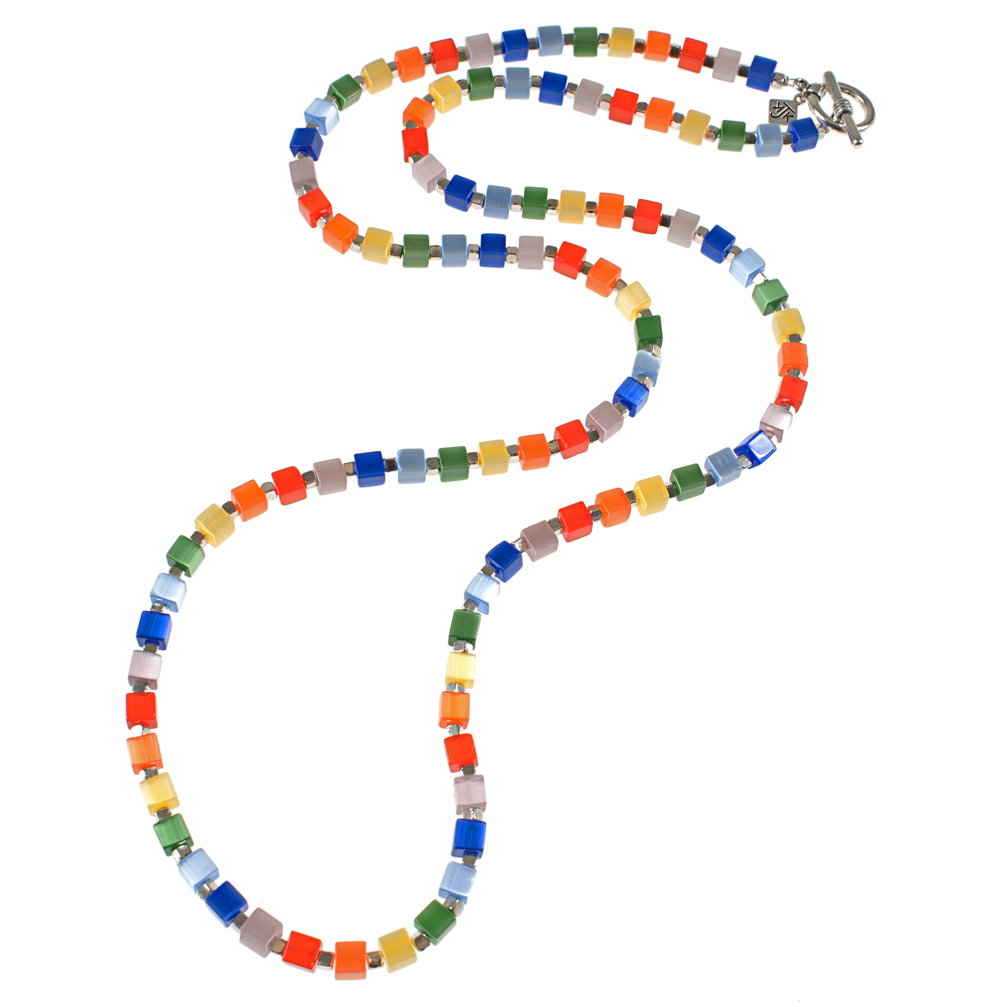 Long Optic Fiber Cube Rainbow Necklace Necklace