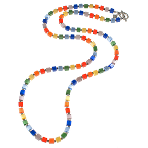 Long Optic Fiber Cube Rainbow Necklace Necklace