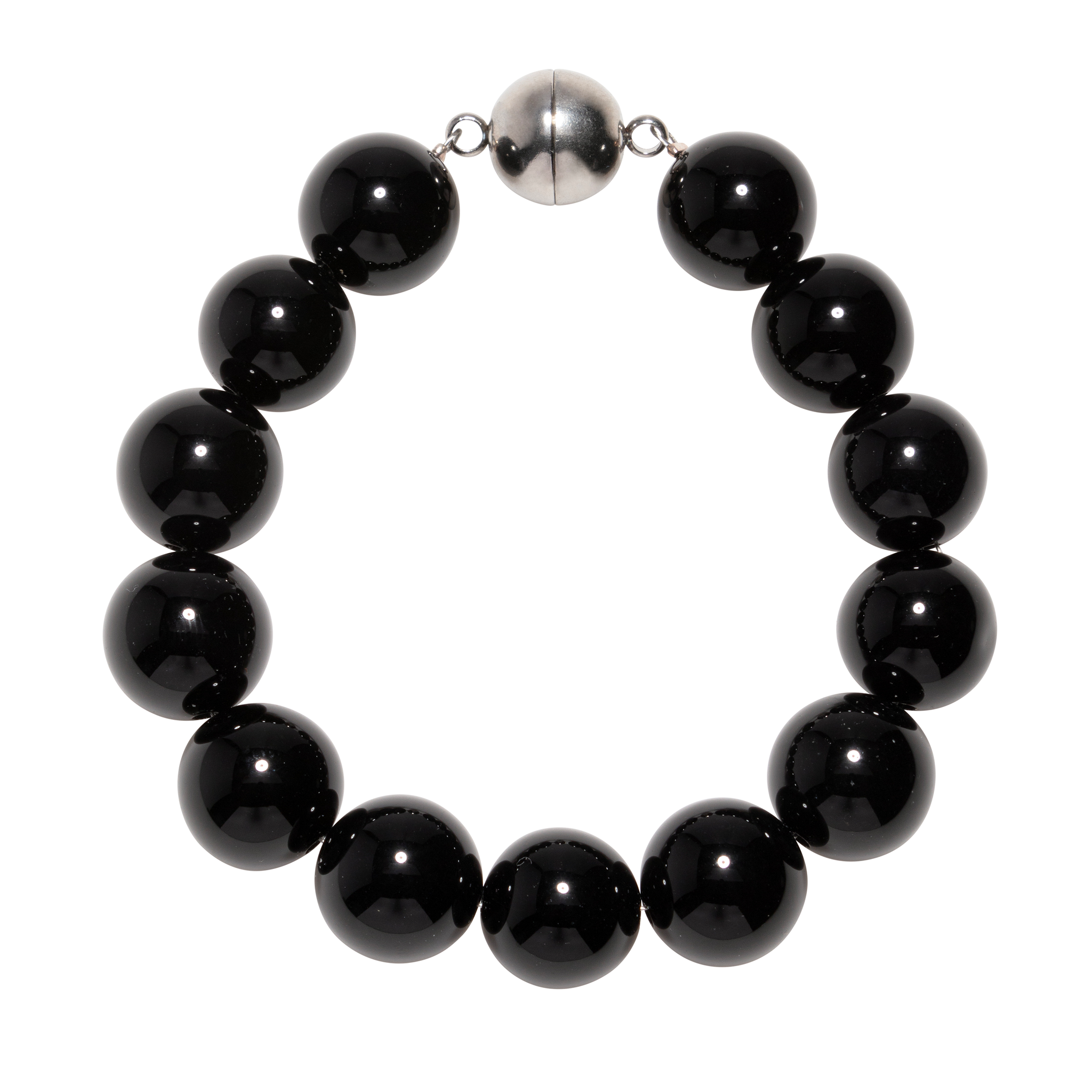 14mm Black Onyx With Magnetic Ball Clasp Bracelet