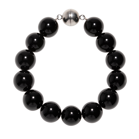 14mm Black Onyx With Magnetic Ball Clasp Bracelet