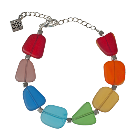 Recycled Frosted Chakra Glass Bracelet