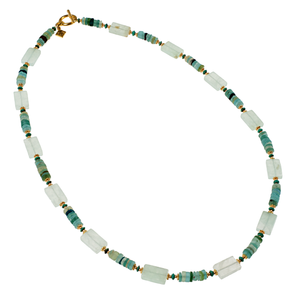Genuine Roman Glass & Prehnite Long Necklace