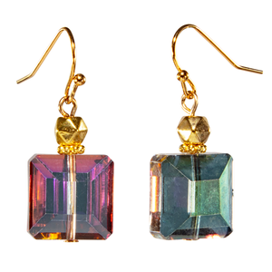 Pink/Green Radiant Crystal Earring