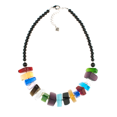 Multi-Color Composite Quartz And Onyx Choker