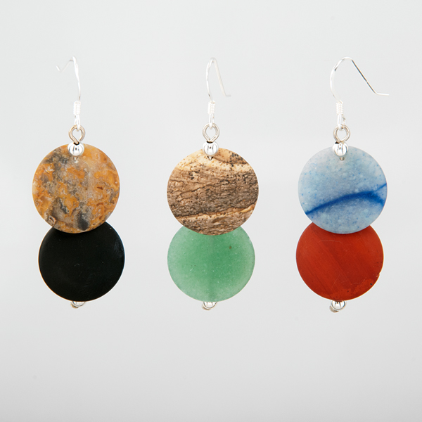 Overlapping Matte Stone Disc Earring
