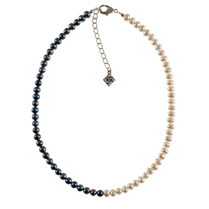 Black And White Genuine Cultured Pearl Choker