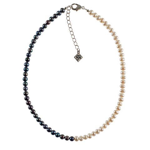 Black And White Genuine Cultured Pearl Choker