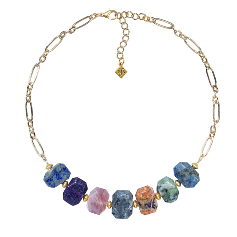 Octagonal Multistone On Open Link Chain Choker