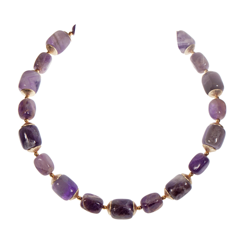 Amethyst Nugget And Brushed Gold Choker