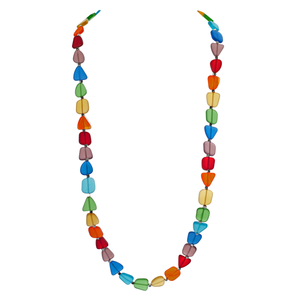 Vibrant Recycled Frosted Chakra Glass Necklace
