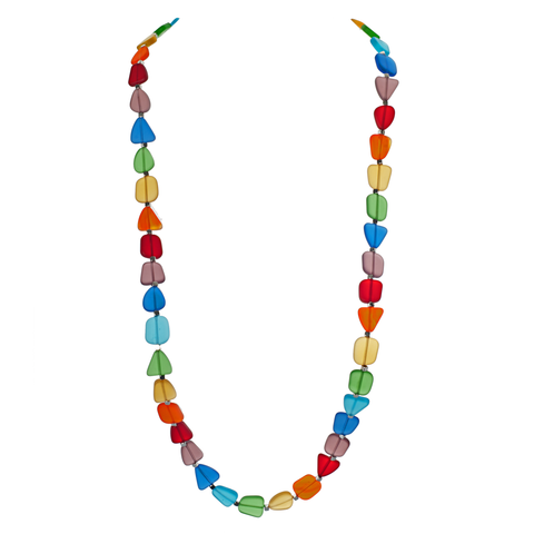 Vibrant Recycled Frosted Chakra Glass Necklace