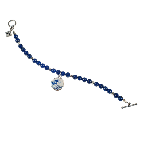 Lapis & Hokusai Wave Charm Bracelet