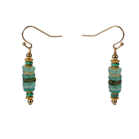 Genuine Roman Glass Disks Earring