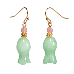 Carved Jade Flower Earring