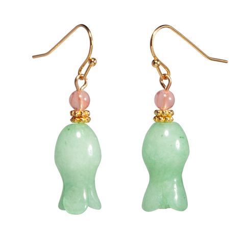 Carved Jade Flower Earring