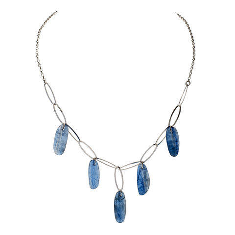 Sterling Open Link With Kyanite Paddles Choker