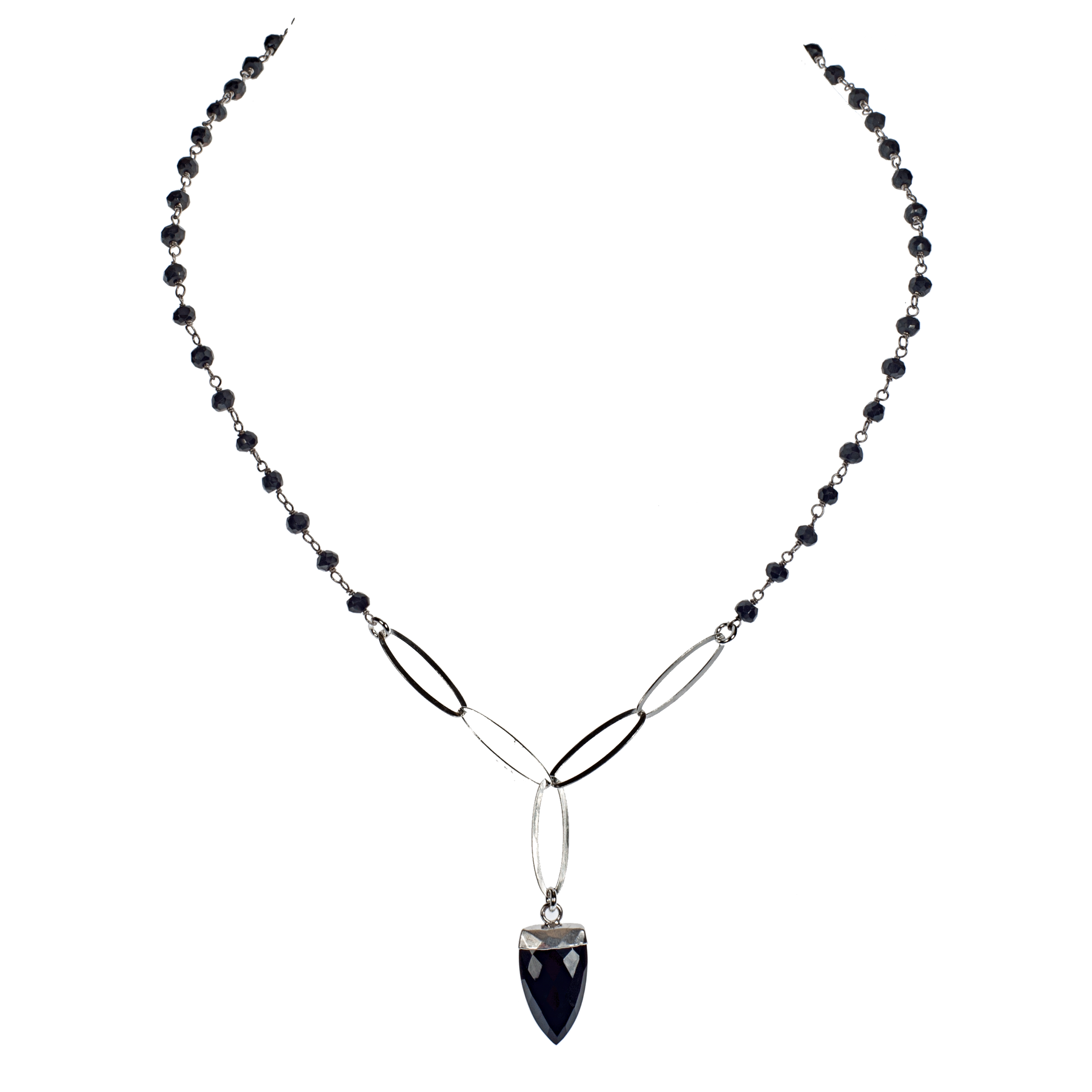 Faceted Onyx With Sterling Open Link Choker