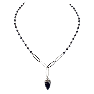 Faceted Onyx With Sterling Open Link Choker