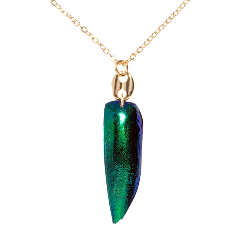 Beetle Wing With Gold Gucci Style Cable Link Choker