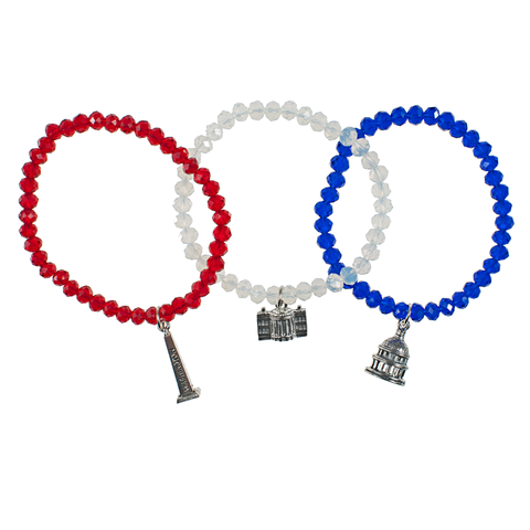 Faceted Crystals With Pewter With DC Charms Bracelet