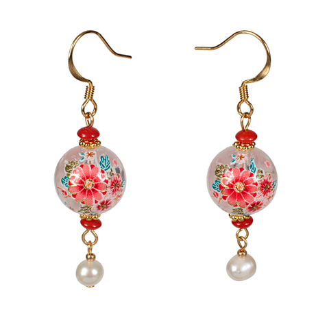 Flower Tensha With Cultured Pearl Earring
