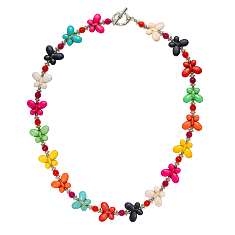 Colorful Reconstituted Stone Butterfly Necklace