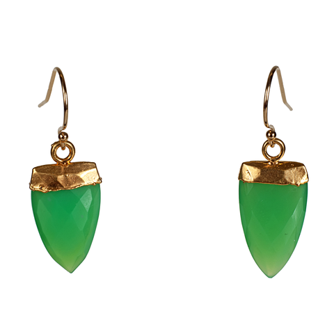 Faceted Chalcedony With Vermeil Earring