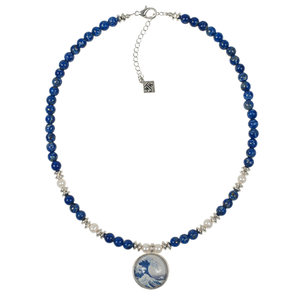 Wave Pendant With Lapis & Cultured Pearl Choker