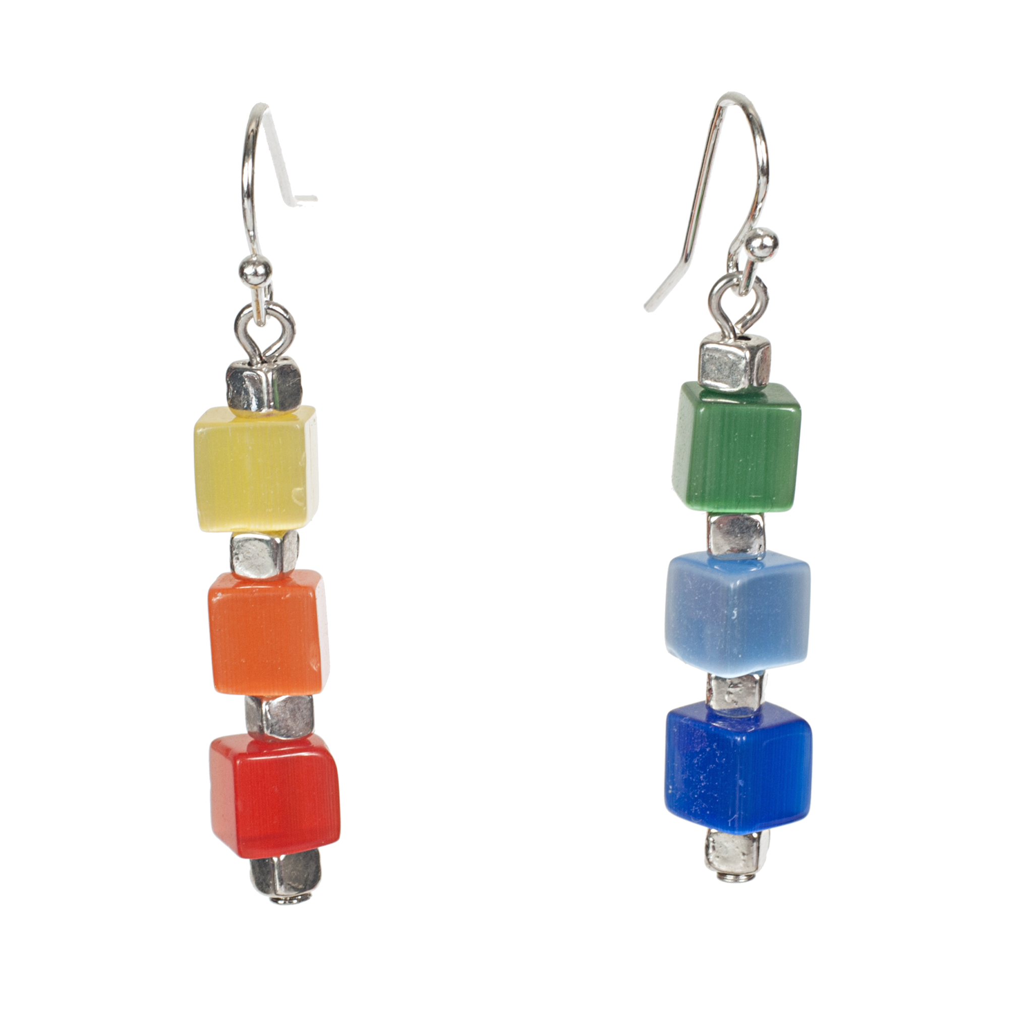 Optic Fiber Cube Earring