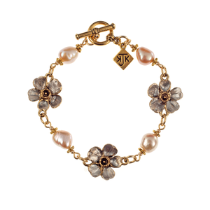 Cherry Blossom And Pearl Linked Bracelet - KJKStyle