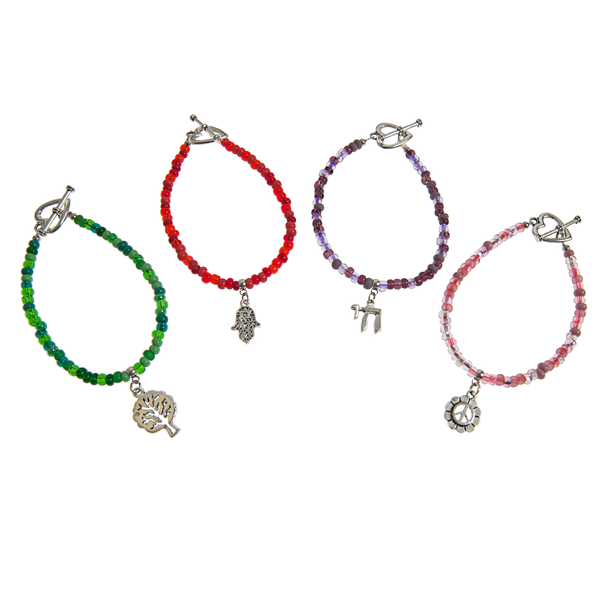 Judaica Charm on Colorful Glass Bracelet - KJKStyle