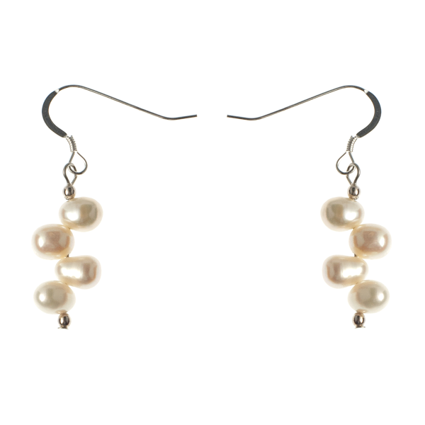 White Dancing Cultured Pearls on Sterling - KJKStyle
