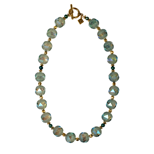 Faceted Crystal and Cultured Pearl Necklace - KJKStyle