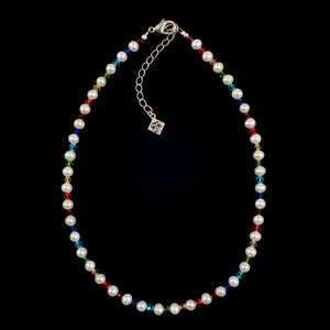 Genuine Cultured Pearls & Faceted Rainbow Crystal Necklace