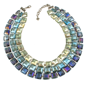 Radiant Crystal Triple Strand In Cool Colors - KJKStyle