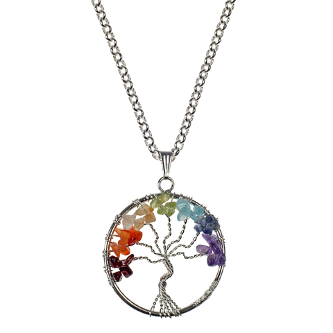 Tree of Life Pendant Wrapped with Genuine Stones - KJKStyle
