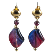 Wine Twisted Glass Post Earring