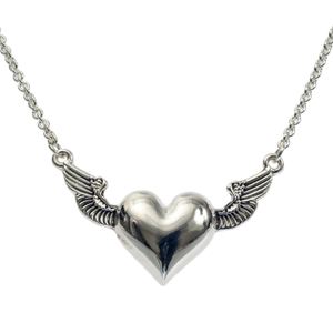 Silver Winged Heart Pendant - KJKStyle